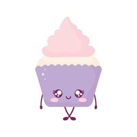 cupcake leende kawaii mat stil vektor