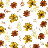 Orange und Gelb Gänseblümchen Blume Motiv Hintergrund auf ein Weiß Hintergrund vektor