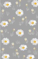 daisy blomma tapet och blomma knoppar på en grå bakgrund vektor