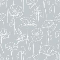 hand dragen vallmo blommor sömlös mönster. blommig design för tyg, Hem textil, omslag, omslag papper vektor