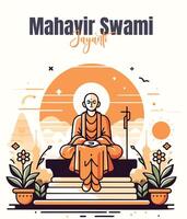 Mahavir Swami Jayanti Sozial Medien Vorlage vektor