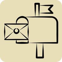 ikon post låda. relaterad till posta kontor symbol. hand dragen stil. enkel design redigerbar. enkel illustration vektor
