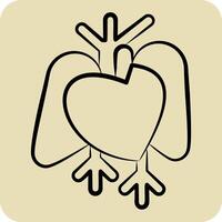 ikon hjärta. relaterad till mänsklig organ symbol. hand dragen stil. enkel design redigerbar. enkel illustration vektor