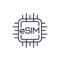 esim Karte Linie Symbol auf Weiß vektor