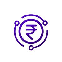 Digital Rupie, einr Symbol, indisch Währung Vektor