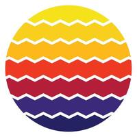 retro Jahrgang Sonnenuntergang Design Sonne retro Abzeichen und Emblem Satz. abstrakt Ozean Aussicht Hintergrund Innerhalb Kreise Formen mit geometrisch Jahrgang betrübt Stil. perfekt zum Aufkleber, Logo, Symbol, T-Shirt oder ein vektor