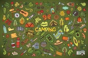 camping natur symboler och objekt vektor