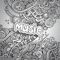 musik oärlig anteckningsbok doodles. vektor