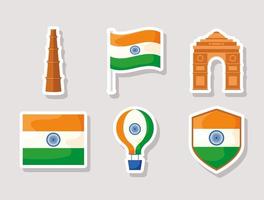 sex självständighetsobjekt för Indien vektor