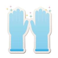 blaue Schutzhandschuhe Sticker mit Funken vektor