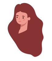 brunt hår kvinna tecknad huvud vektor design