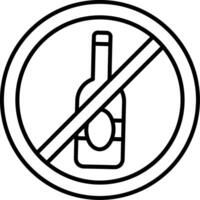 Nej alkohol lutning linje cirkel ikon vektor