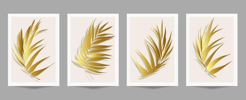 botanische und goldene Linie Wandkunst-Vektor-Set. vektor