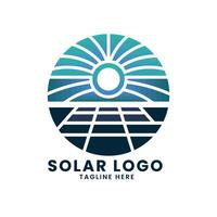 grön energi sol- kraft logotyp design vektor mall