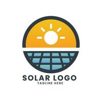 grön energi sol- kraft logotyp design vektor mall