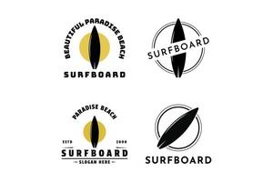 uppsättning av surfingbräda logotyp design årgång retro stil vektor