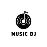 musik dj ikon logotyp med vinyl skiva och notera begrepp aning vektor