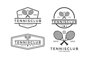 einstellen von Tennis Ball Verein Logo Design Jahrgang retro Abzeichen Etikette vektor