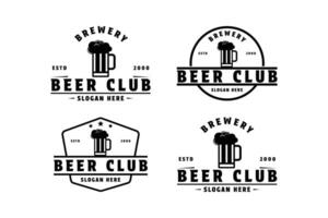 einstellen von Kunst Bier Becher Brauerei Logo Design Jahrgang retro Stil vektor