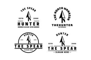 einstellen von das Speer Jäger Pfeil Logo Design Jahrgang retro Stil vektor