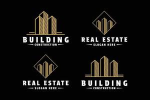 uppsättning av verklig egendom byggnad konstruktion lyx guld logotyp design begrepp aning vektor