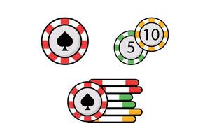 einstellen von Symbol Poker Chip Vektor Karikatur Stil