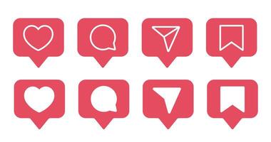 tycka om, kommentar, dela med sig, och spara ikon på Tal bubbla. social media element vektor