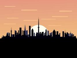 stad horisont på solnedgång vektor illustration