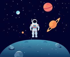 tecknad serie astronaut i Plats vektor landskap