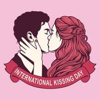 retro Hintergrund International küssen Tag vektor
