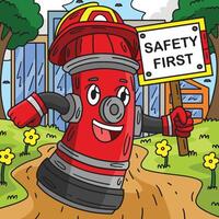 Feuerwehrmann Feuer Hydrant farbig Karikatur ich vektor