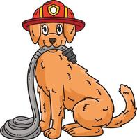 Feuerwehrmann Hund Karikatur farbig Clip Art vektor