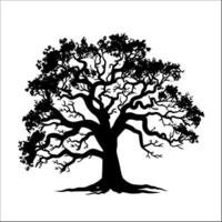 ai generiert anmutig Eiche Baum Silhouette - - Vektor Illustration isoliert auf Weiß Hintergrund
