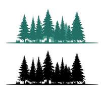 Wald Baum Panorama Illustration, Sonnenuntergang Berg Hintergrund. vektor