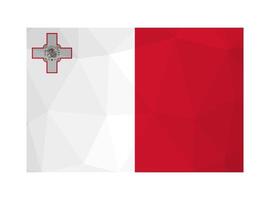 vektor isolerat illustration. nationell maltese flagga med tvåfärgad vit och röd och george korsa. officiell symbol av malta. kreativ design i låg poly stil med triangel- former.