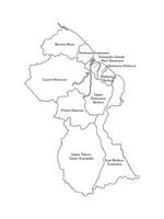 Vektor isoliert Illustration von vereinfacht administrative Karte von Guyana. Grenzen und Namen von das Regionen. schwarz Linie Silhouetten.
