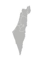 Vektor isoliert Illustration von vereinfacht administrative Karte von Israel. Grenzen von das Bezirke, Regionen. grau Silhouetten. Weiß Umriss.