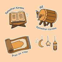uppsättning av vektor klotter element relaterad till Ramadhan och eid. Begagnade för klistermärke, affisch, kort, etc