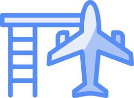 flygplan linje fylld blå ikon vektor