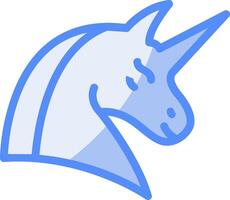 Einhorn Linie gefüllt Blau Symbol vektor