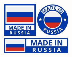 Vektor einstellen gemacht im Russland Design Produkt Etiketten Geschäft Symbole Illustration