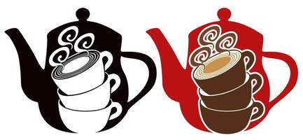 einstellen Vektor Café Logo. Tasse und Kaffee Topf Vektor Symbol Illustration