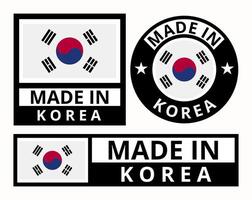 Vektor einstellen gemacht im Korea Design Produkt Etiketten Geschäft Symbole Illustration