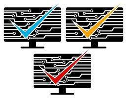 einstellen Computer Reparatur Bedienung gelöst Symbole. technisch Bedienung Logo Vektor Illustration