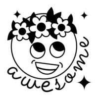 modisch Blumen- Emoji vektor