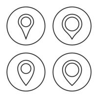 Karta stift linje ikon vektor på cirkel översikt. plats markör tecken symbol