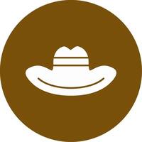 cowboy hatt glyf cirkel ikon vektor