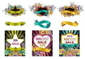 Bunte Swirly Vektor Banner Pack