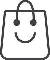 lächelnd Einkaufen Tasche, Tasche Tasche, Wagen Vektor Logo Linie Kunst Symbol