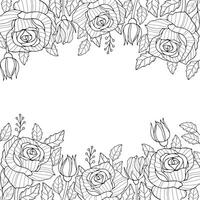 Jahrgang Vektor rahmen. Garten und wild Rosen. im das Stil von ein alt botanisch Illustration. schwarz und Weiß.